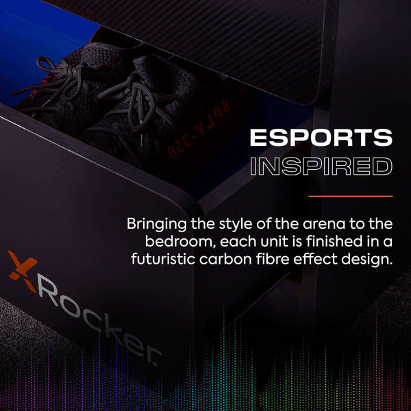 Carbon-Tek LED 2-Door Wardrobe with Drawer - Grey / Blue RGB