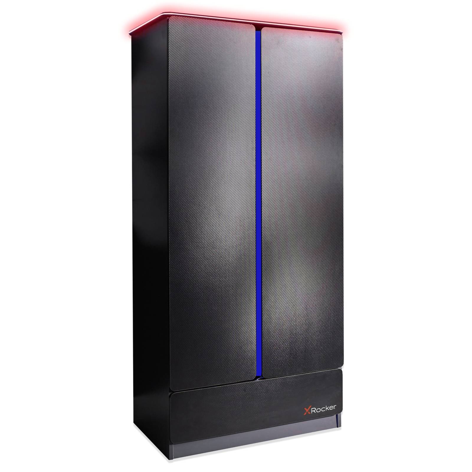Carbon-Tek LED 2-Door Wardrobe with Drawer - Grey / Blue RGB