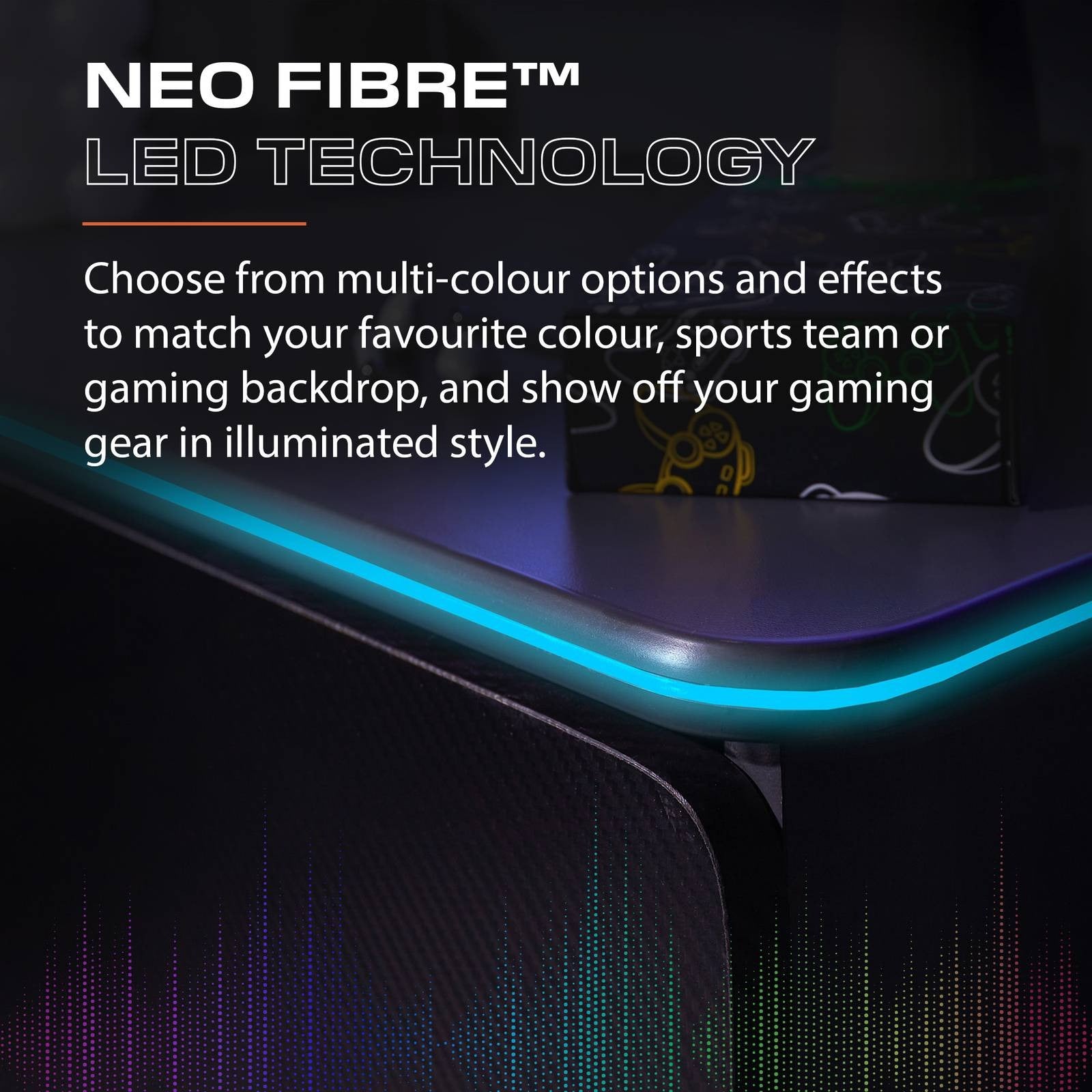 Carbon-Tek LED Chest of 3 Drawers - Grey / Blue RGB