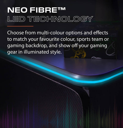 Carbon-Tek LED Chest of 3 Drawers - Grey / Blue RGB