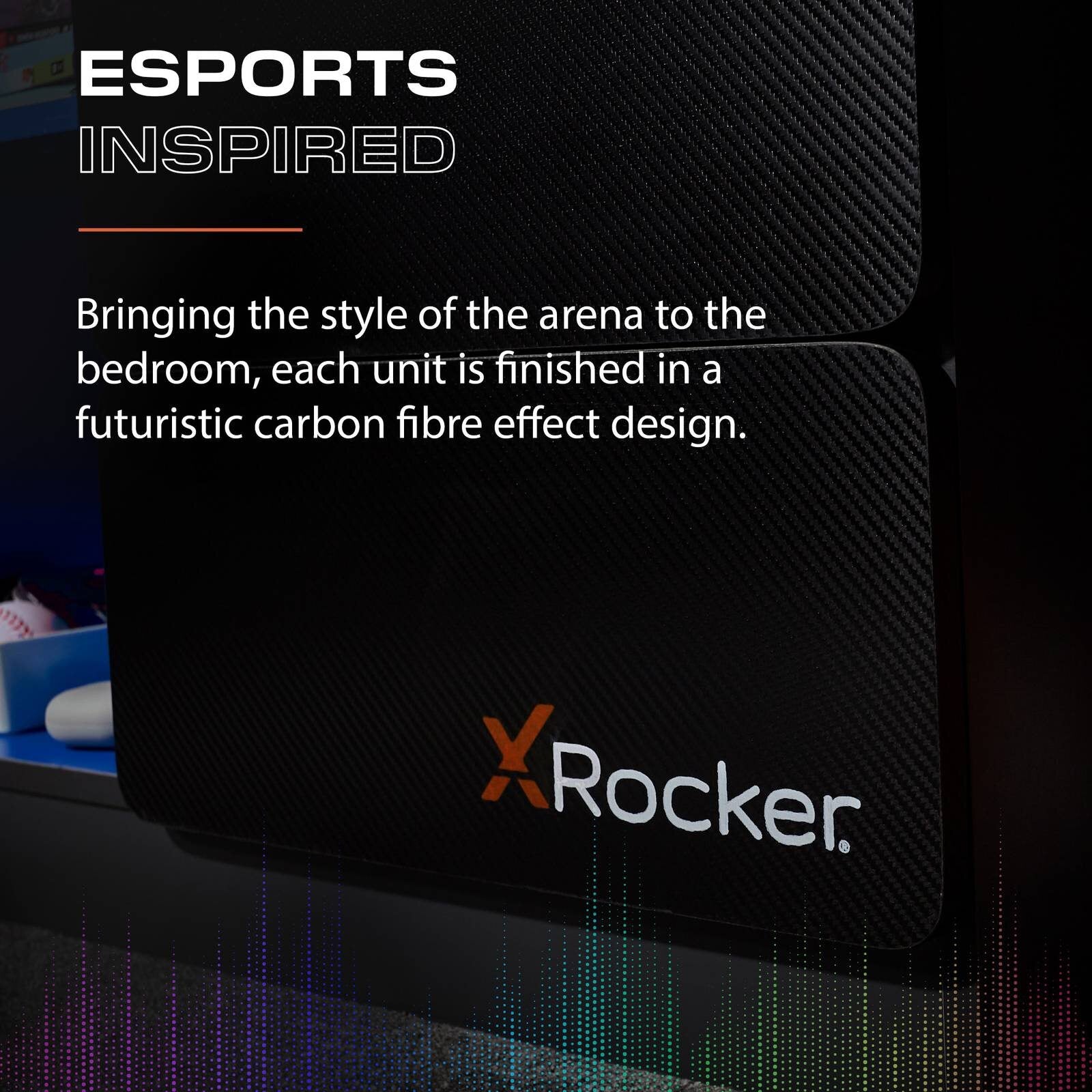 Carbon-Tek LED Chest of 3 Drawers - Grey / Blue RGB