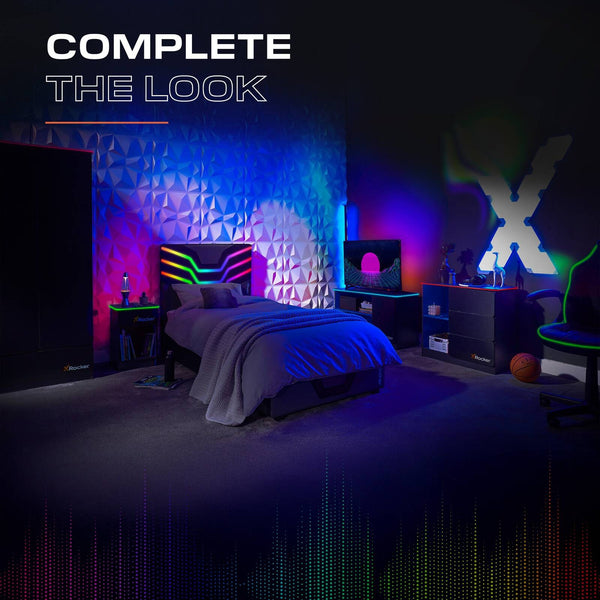 Carbon-Tek LED Chest of 3 Drawers - Grey / Blue RGB