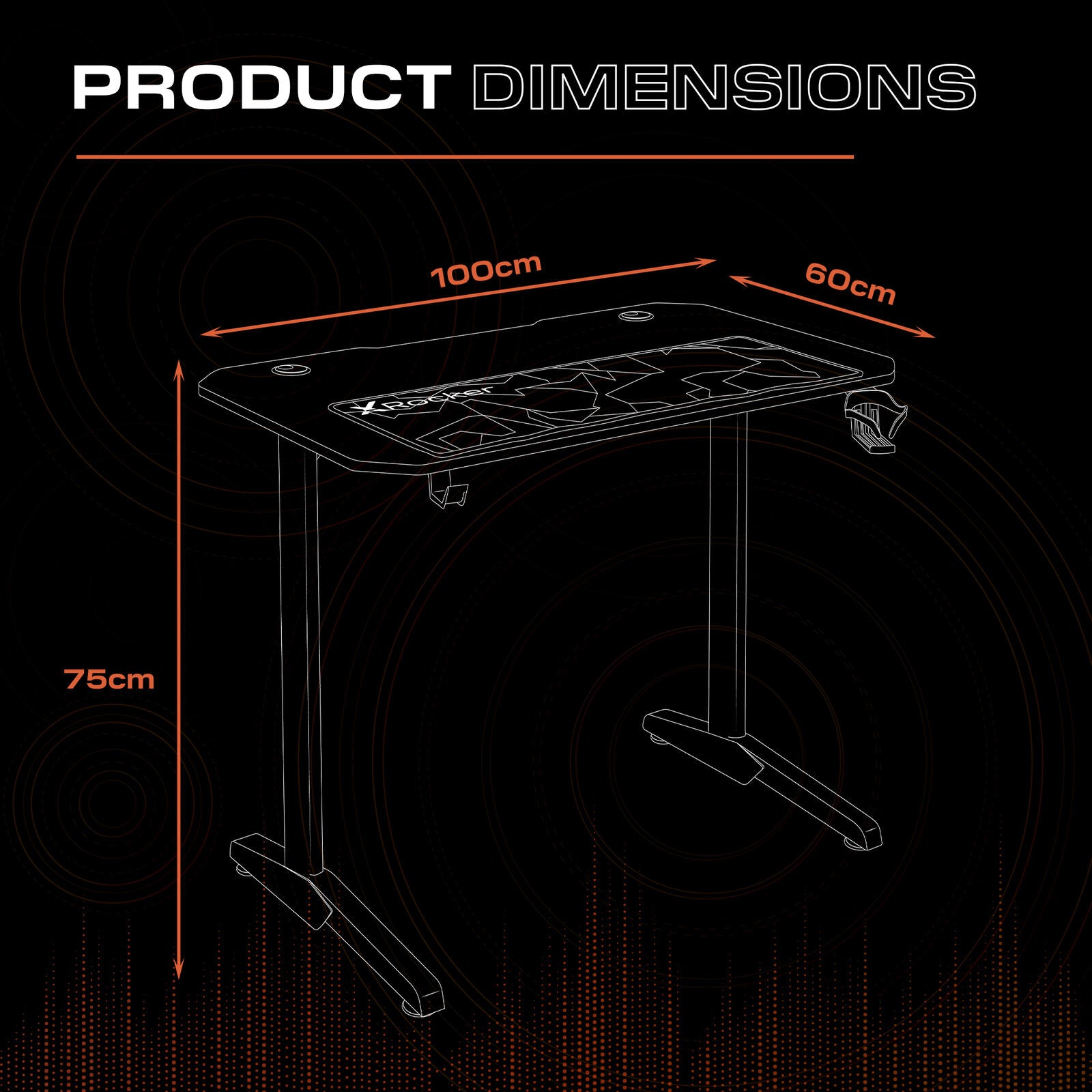 Panther 100cm Gaming Desk with Mousepad - Carbon Black