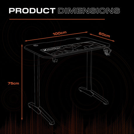 Panther 100cm Gaming Desk with Mousepad - Carbon Black
