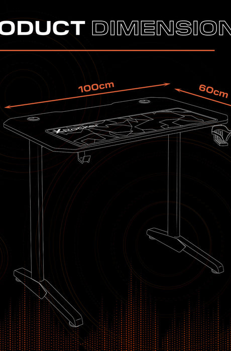 Panther 100cm Gaming Desk with Mousepad - Carbon Black