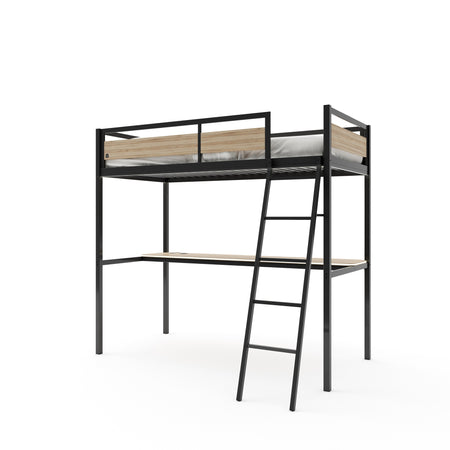 Denver Single High Sleeper With App Controlled LED Lighting - Oak/Black