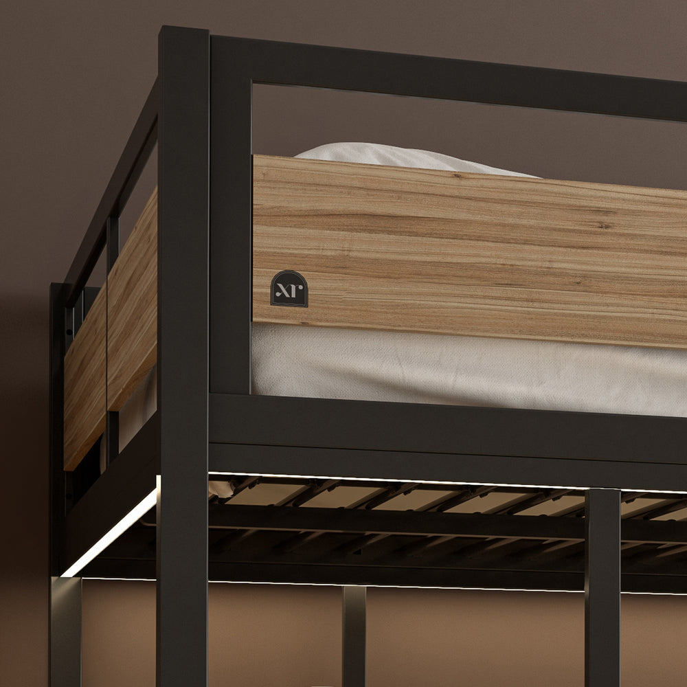 Denver Double High Sleeper With App Controlled LED - Oak/Black