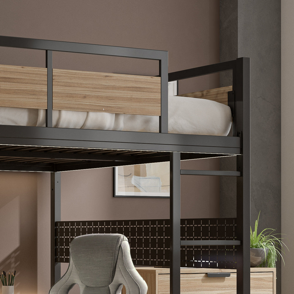 Denver Double High Sleeper With App Controlled LED - Oak/Black