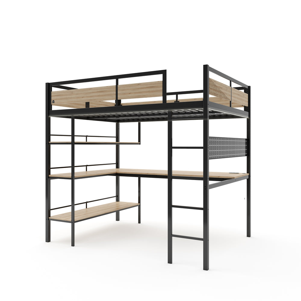 Denver Double High Sleeper With App Controlled LED - Oak/Black