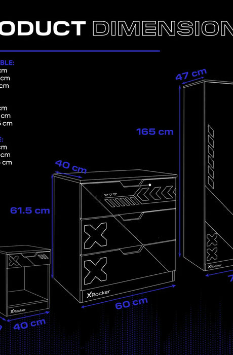 Modern blue gaming room furniture set by X Rocker UK