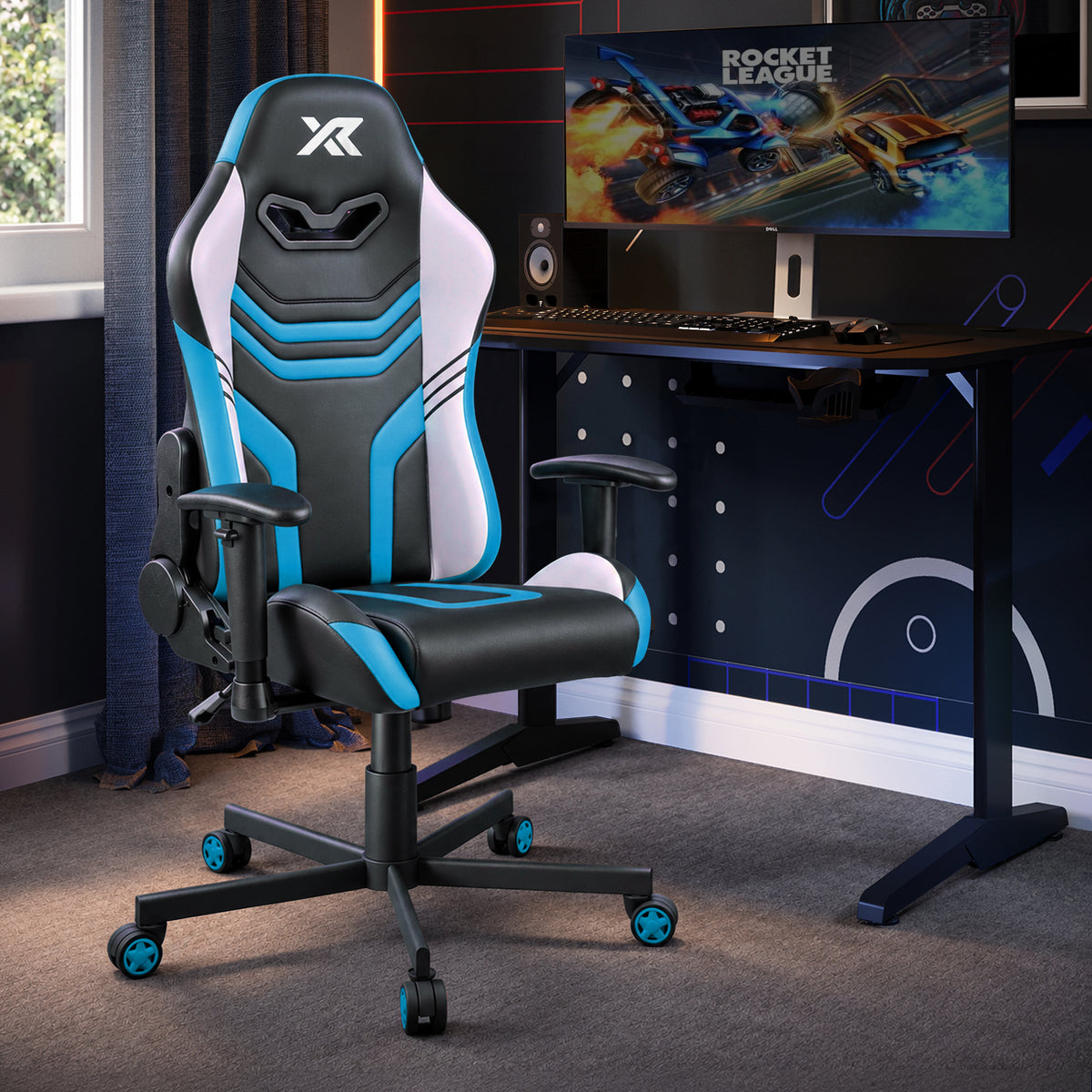 Agility Compact Ergonomic PC Gaming Chair for Juniors - Black / Blue