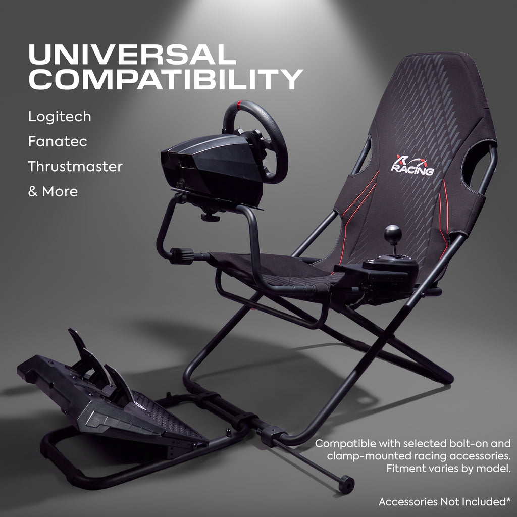 XR Racing Velocity Foldable Racing Sim Cockpit Gaming Chair - Black