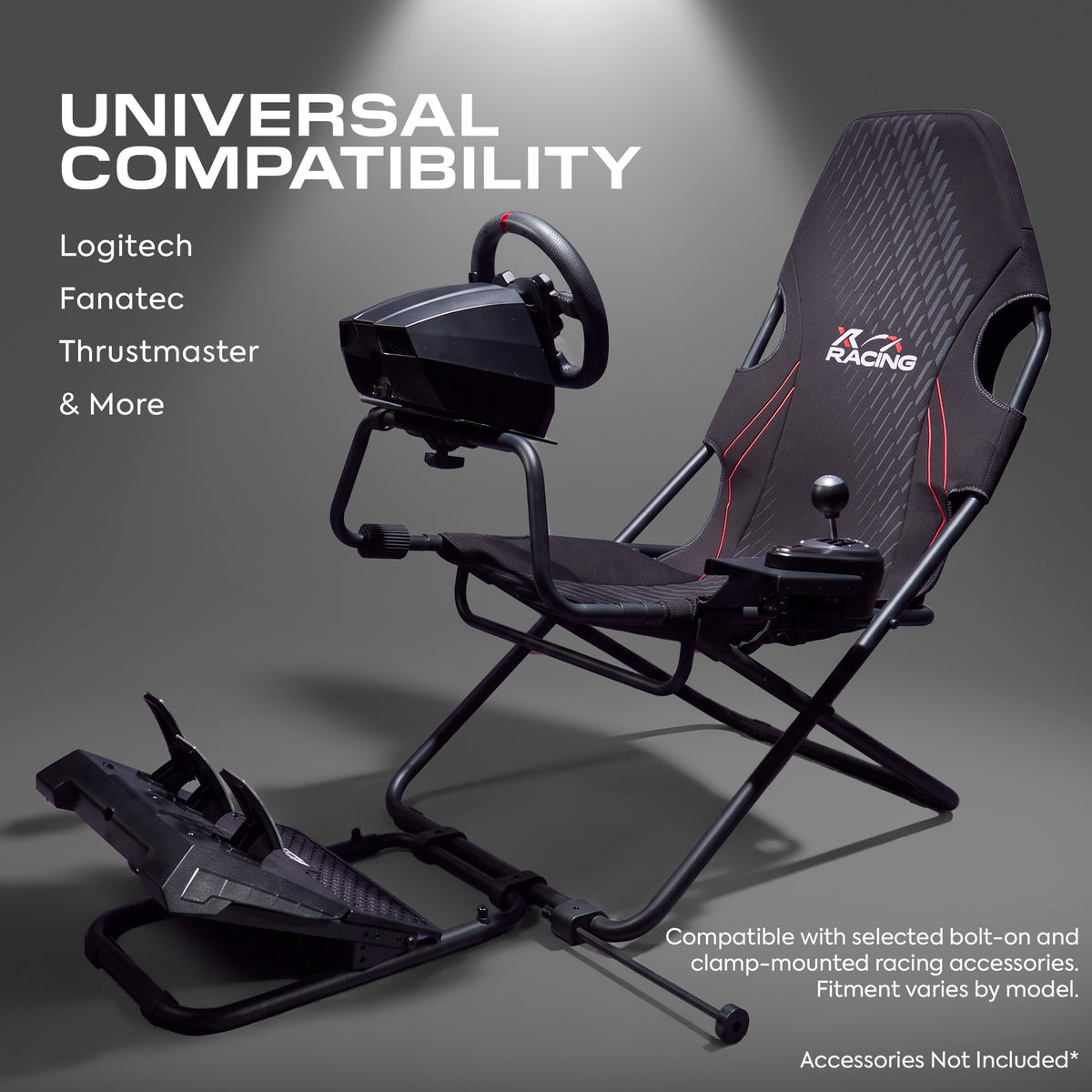 XR Racing Velocity Foldable Racing Sim Cockpit Gaming Chair - Black