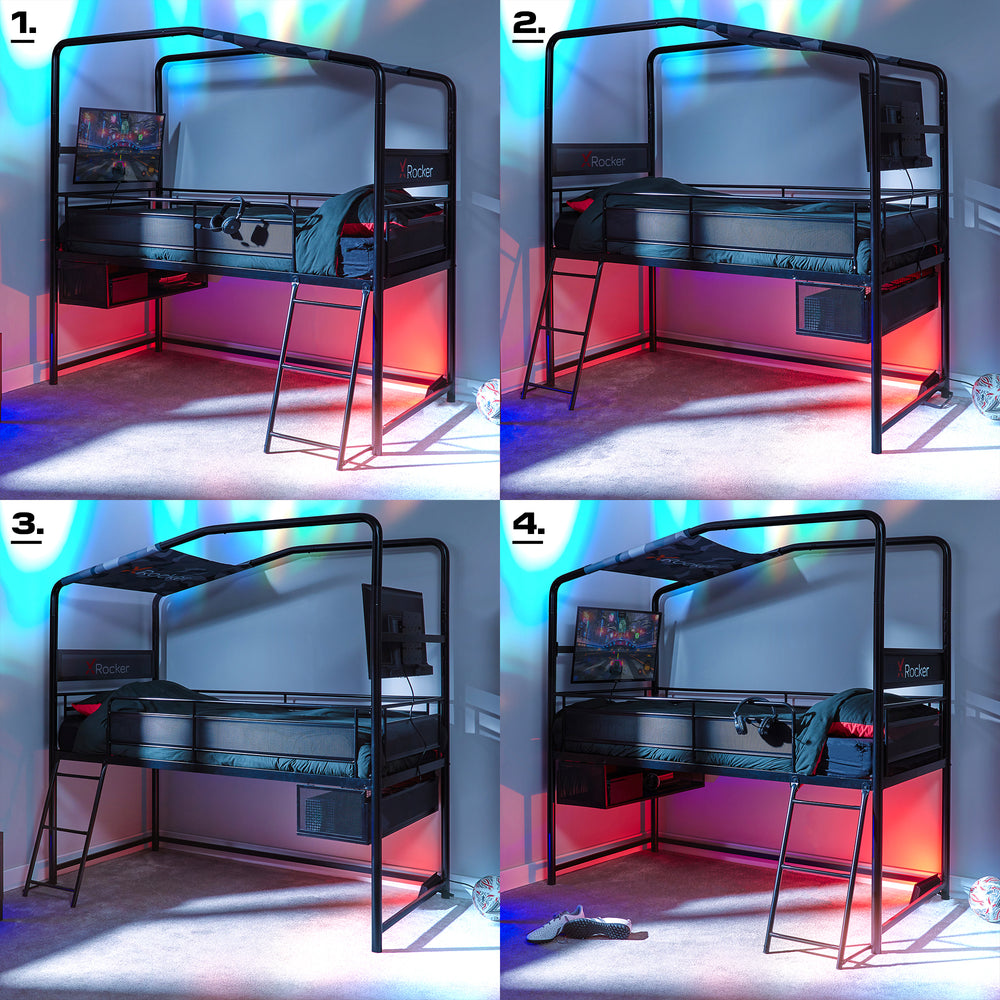 Gaming Beds | X Rocker Contra Gaming Mid Sleeper TV Bed