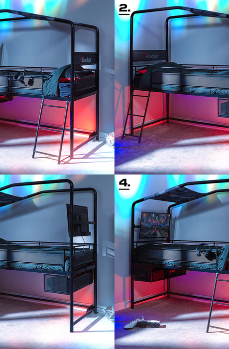 Contra Mid Sleeper Bunk TV Gaming Bed - Black
