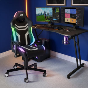 Agility Compact RGB Gaming Chair and Panther EVO Desk in Black
