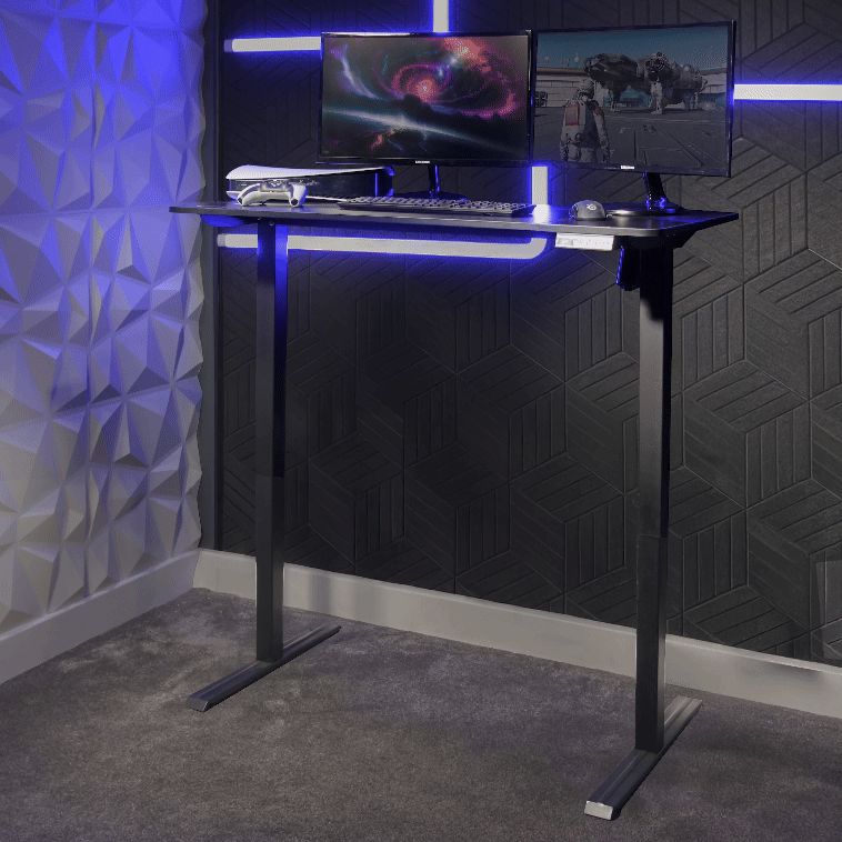 Ergonomic black standing desk for home office workspace