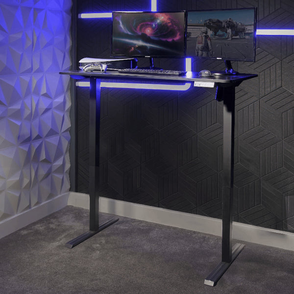 Ergonomic black standing desk for home office workspace
