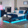 Ava black TV bed with LED lights - luxury upholstered bed with a built in TV mount and under bed storage 