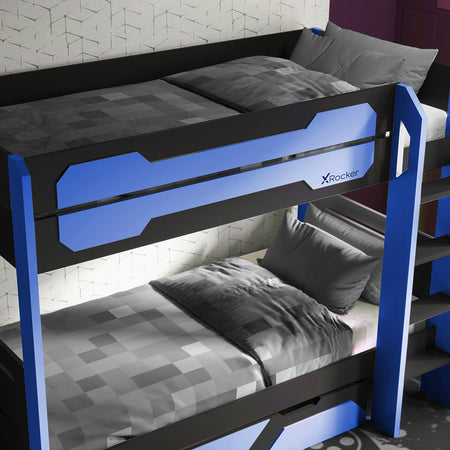 Battalion Gaming Bunk Bed with Trundle Drawers - Blue