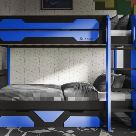 Battalion Gaming Bunk Bed with Trundle Drawers - Blue