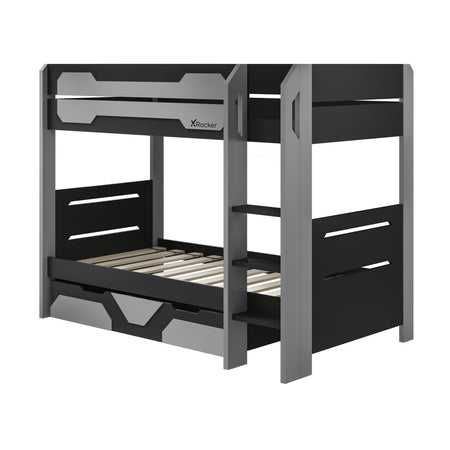 Battalion Gaming Bunk Bed with Trundle Drawers - Grey