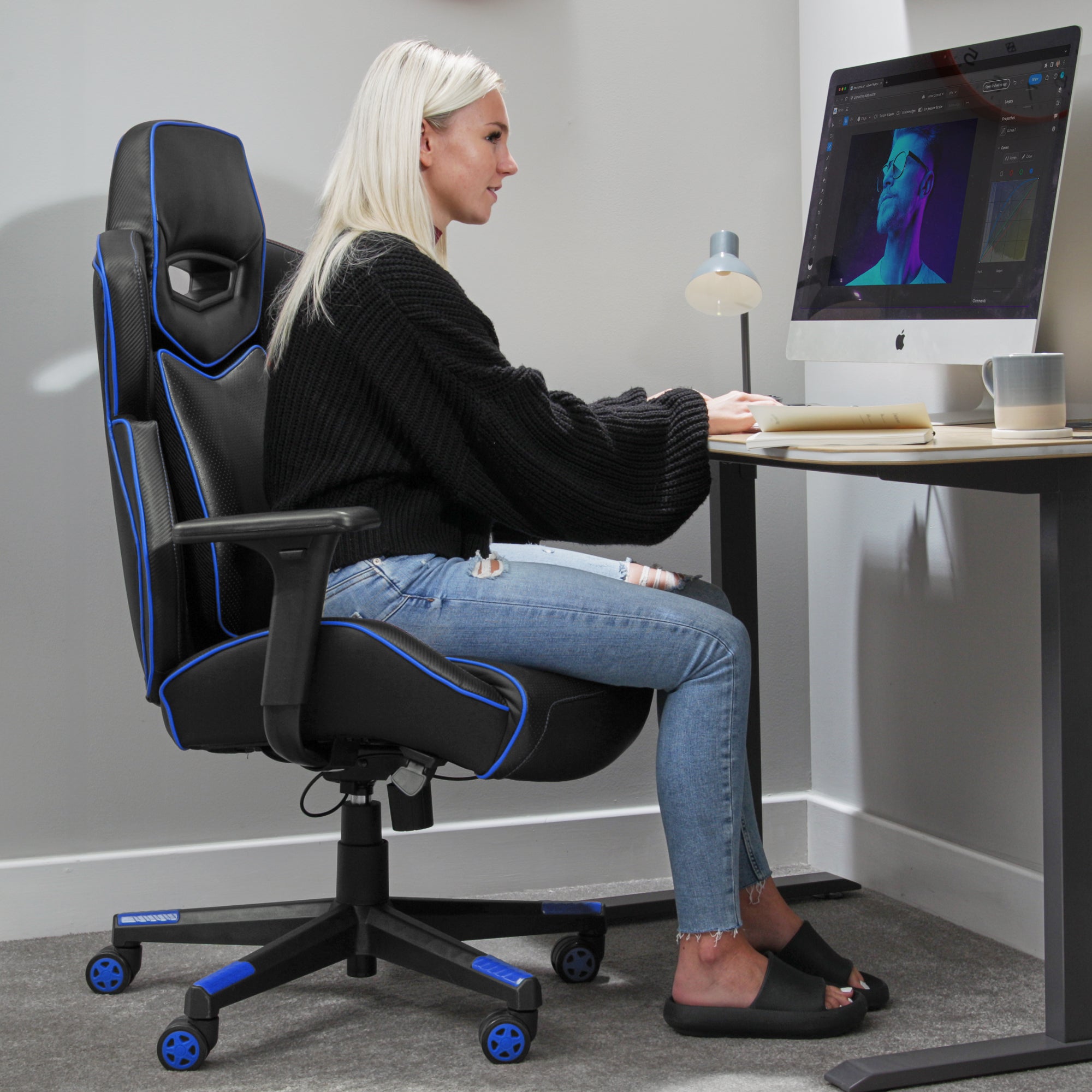 Drogon Ergonomic PC Office Gaming Chair - Black / Blue