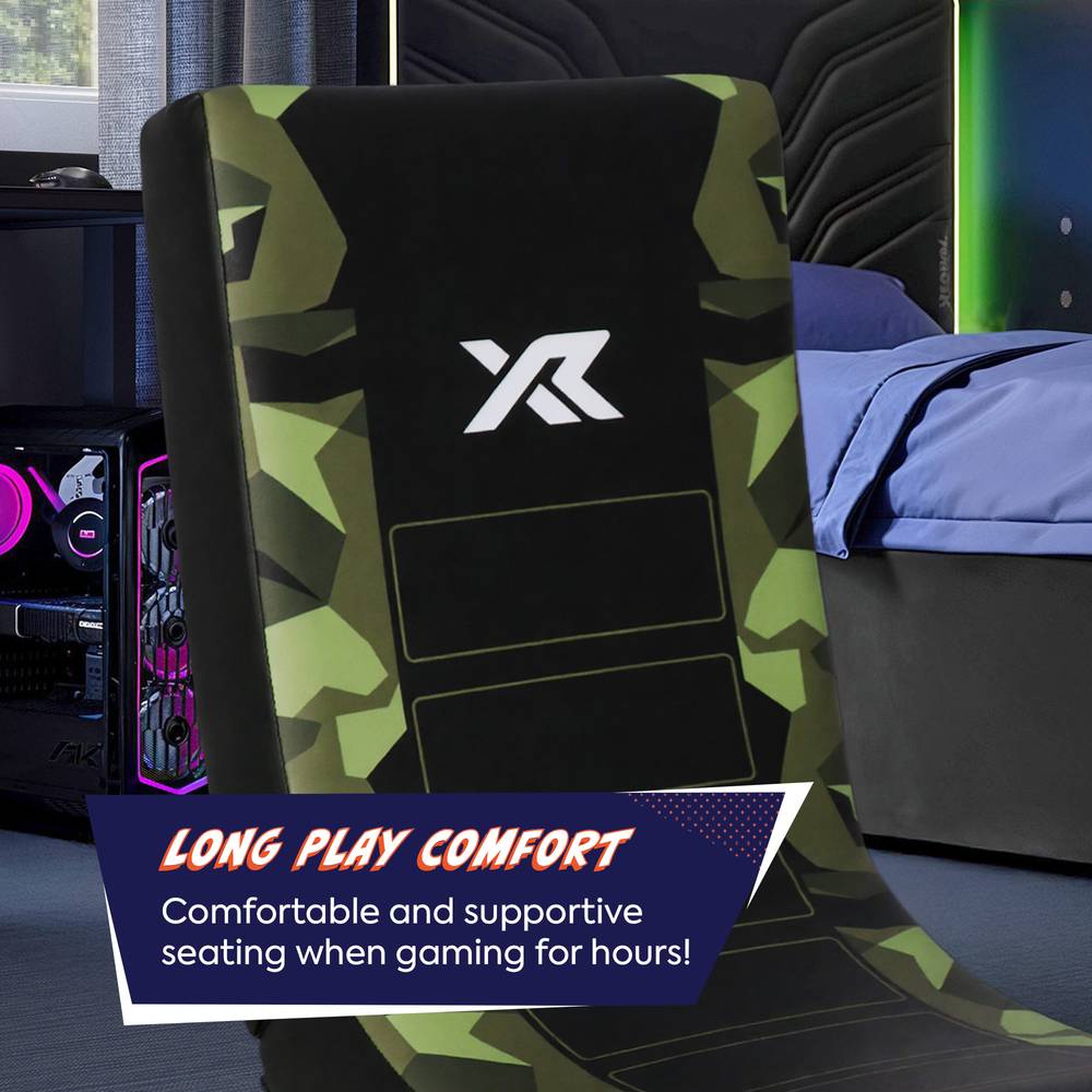 Video Rocker Kids Gaming Chair - Geo Camo - Green