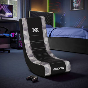 Video Rocker Kids Gaming Chair - Geo Camo - Grey