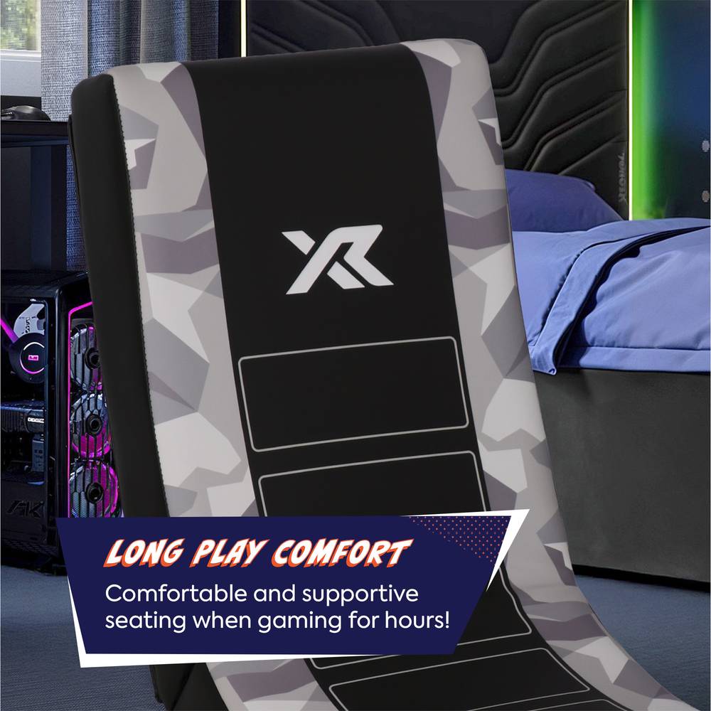 Video Rocker Kids Gaming Chair - Geo Camo - Grey
