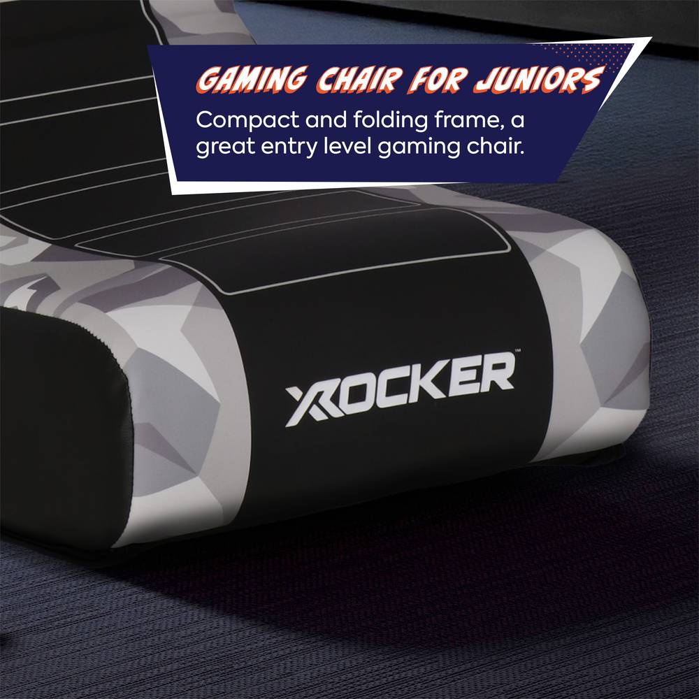 Video Rocker Kids Gaming Chair - Geo Camo - Grey