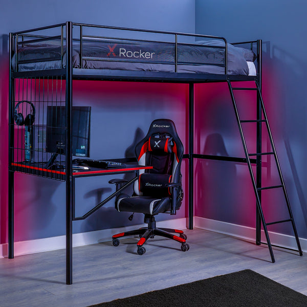 Icarus XL High Sleeper Gaming Bunk Bed with Desk - Black