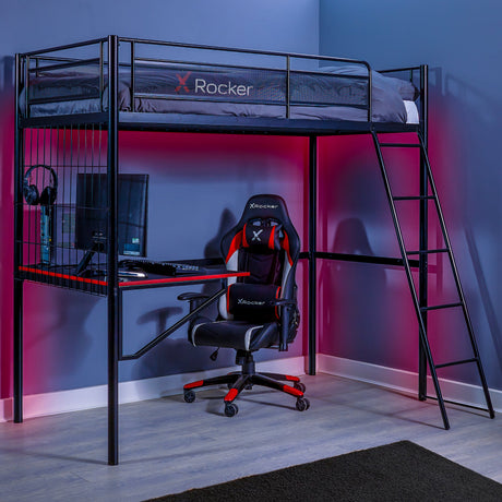 Icarus XL High Sleeper Gaming Bunk Bed with Desk - Black