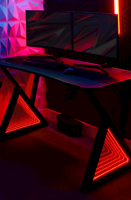 Infinity RGB 140cm App-Controlled LED Gaming Desk with Full Mousepad - Carbon Black