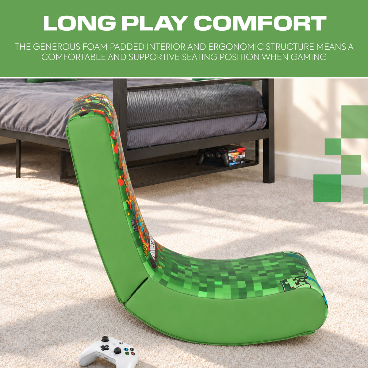 Minecraft Video Rocker Gaming Chair for Kids - Green