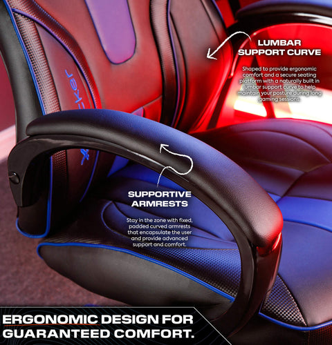 Maverick Ergonomic PC Office Gaming Chair - Black / Blue