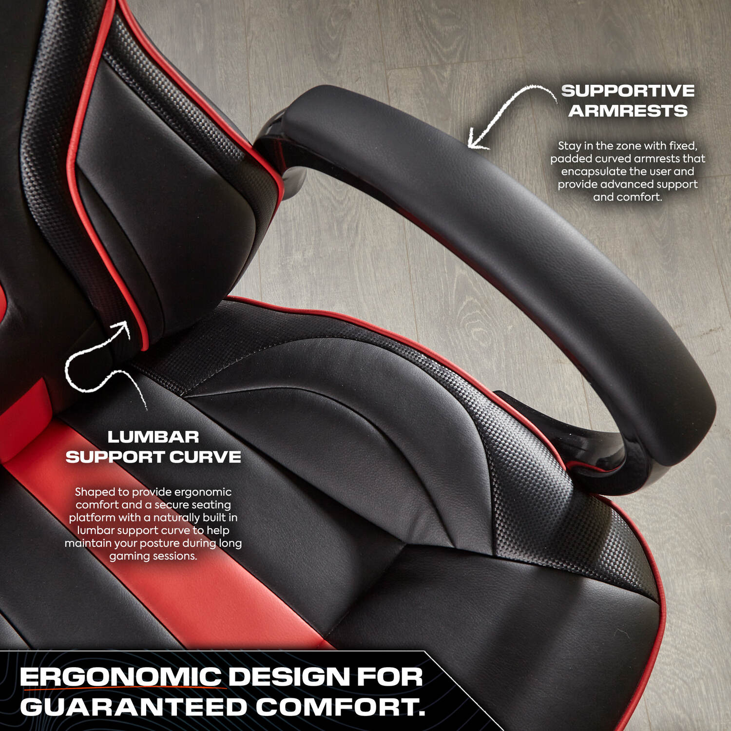 Maverick Ergonomic PC Office Gaming Chair - Black / Red