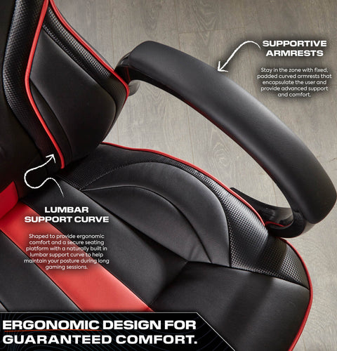 Maverick Ergonomic PC Office Gaming Chair - Black / Red