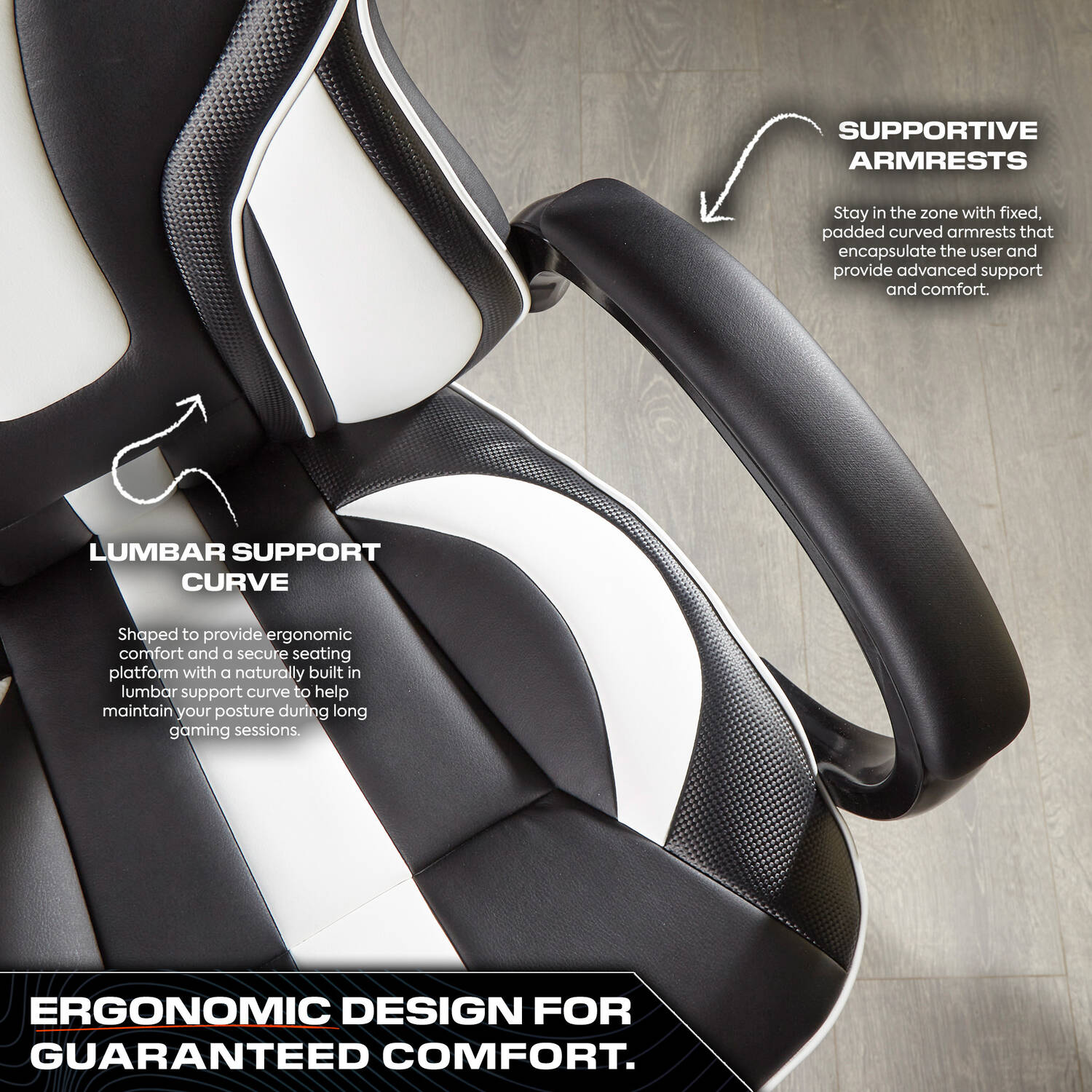 Maverick Ergonomic PC Office Gaming Chair - Black / White