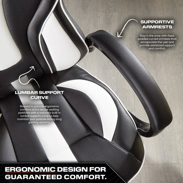 Maverick Ergonomic PC Office Gaming Chair - Black / White