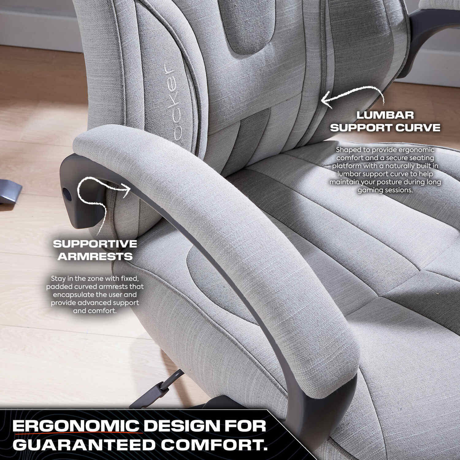 Maverick Ergonomic Fabric PC Office Gaming Chair - Grey / Taupe