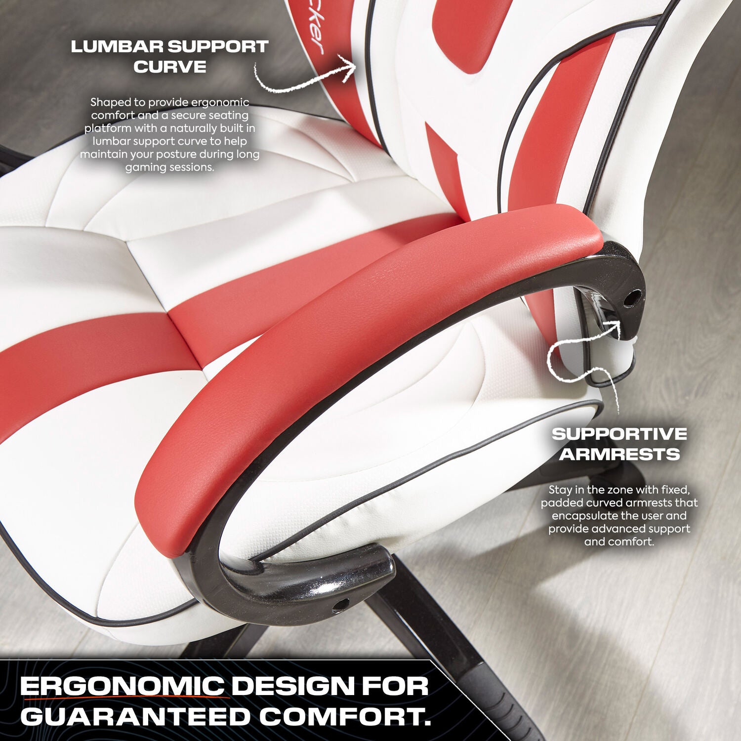 Maverick Ergonomic PC Office Gaming Chair - White / Red