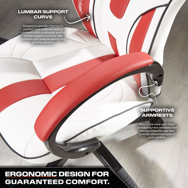 Maverick Ergonomic PC Office Gaming Chair - White / Red