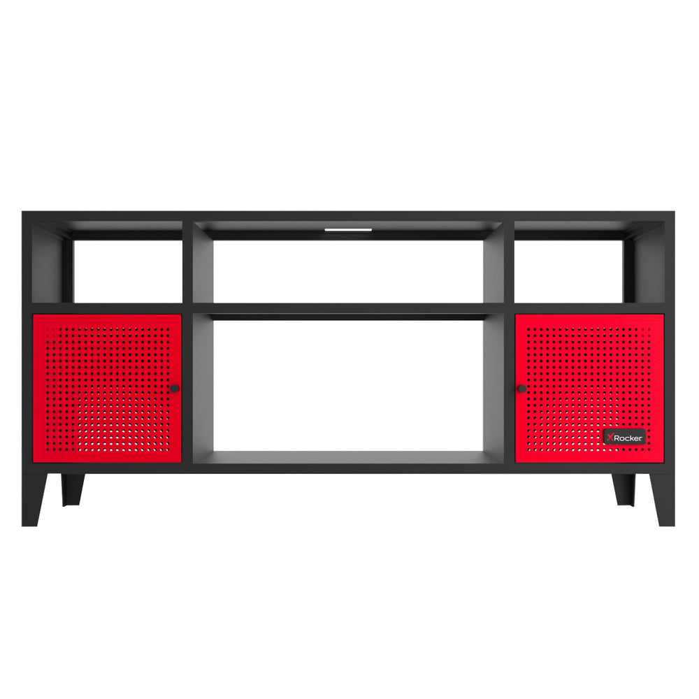 Mesh-Tek Large Entertainment Centre TV Storage Unit - Black / Red