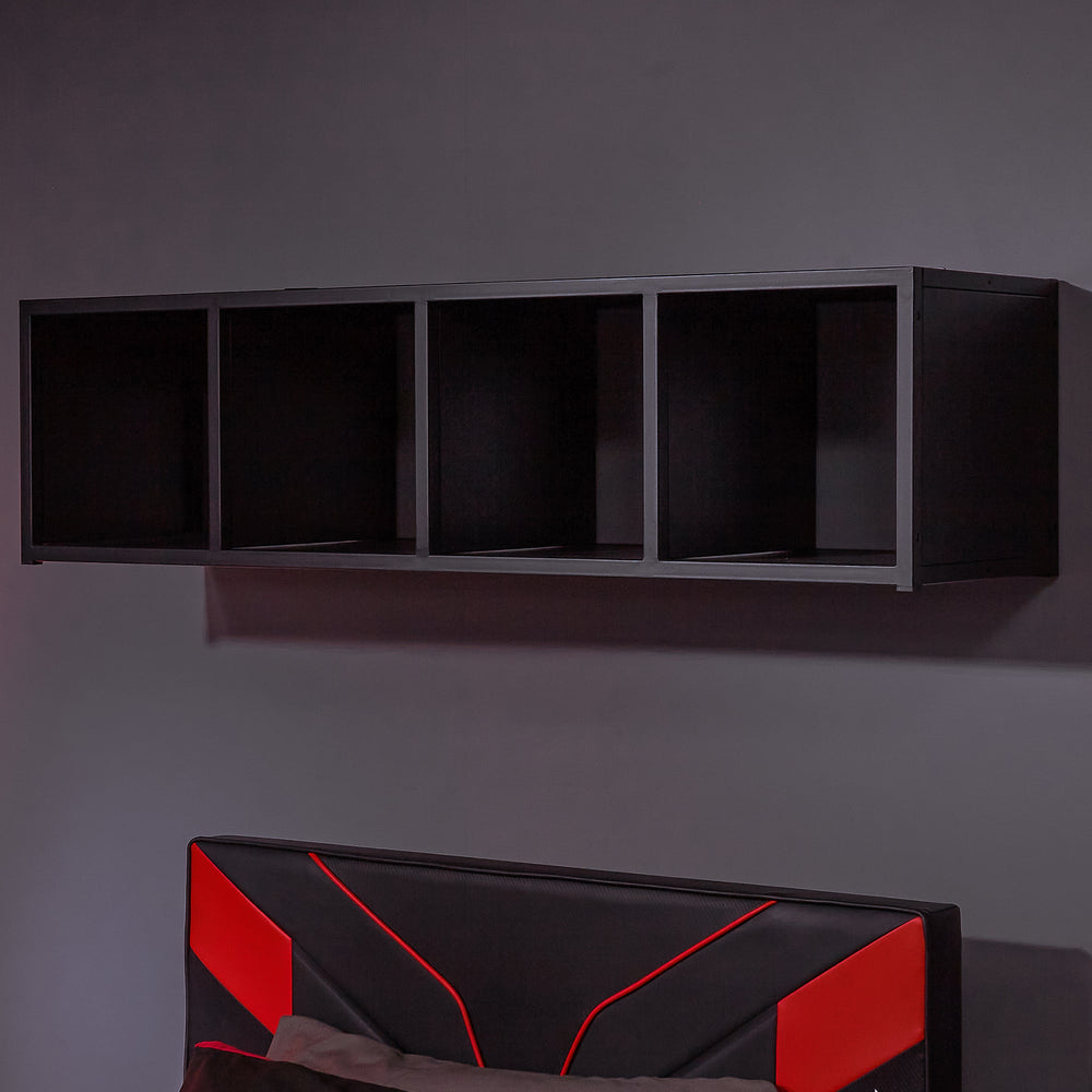 Mesh-Tek Large Entertainment Centre TV Storage Unit - Black / Red