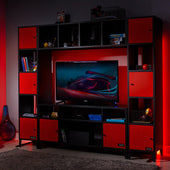 Mesh-Tek Large Entertainment Centre TV Storage Unit - Black / Red