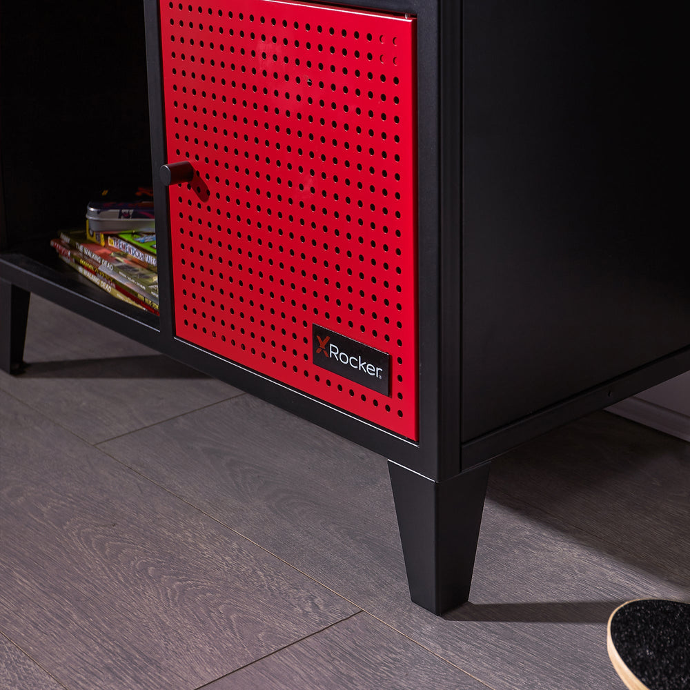 Mesh-Tek Large Entertainment Centre TV Storage Unit - Black / Red