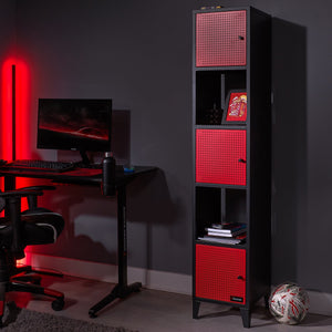 Mesh-Tek Large Entertainment Centre TV Storage Unit - Black / Red