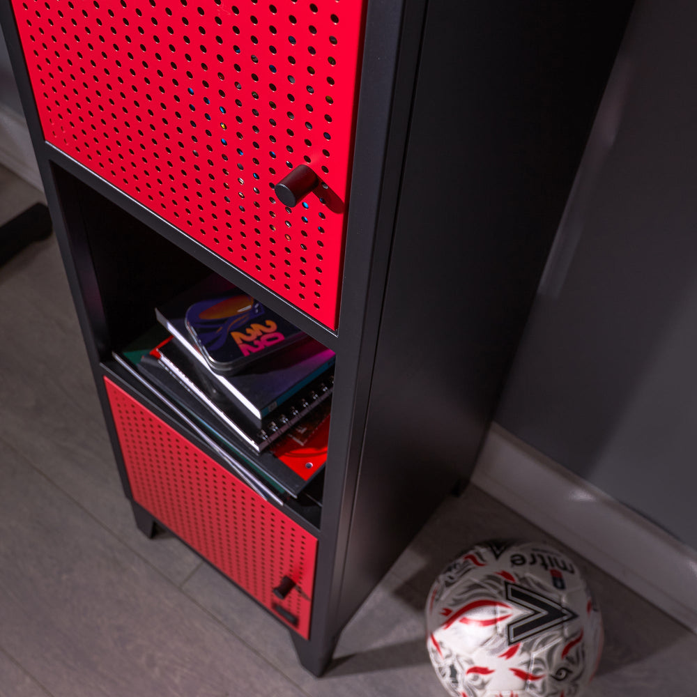 Mesh-Tek Large Entertainment Centre TV Storage Unit - Black / Red