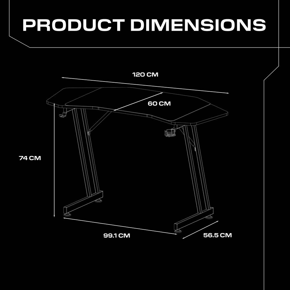 Panther Evo 120cm Gaming Desk with Mousepad - Blue - Black